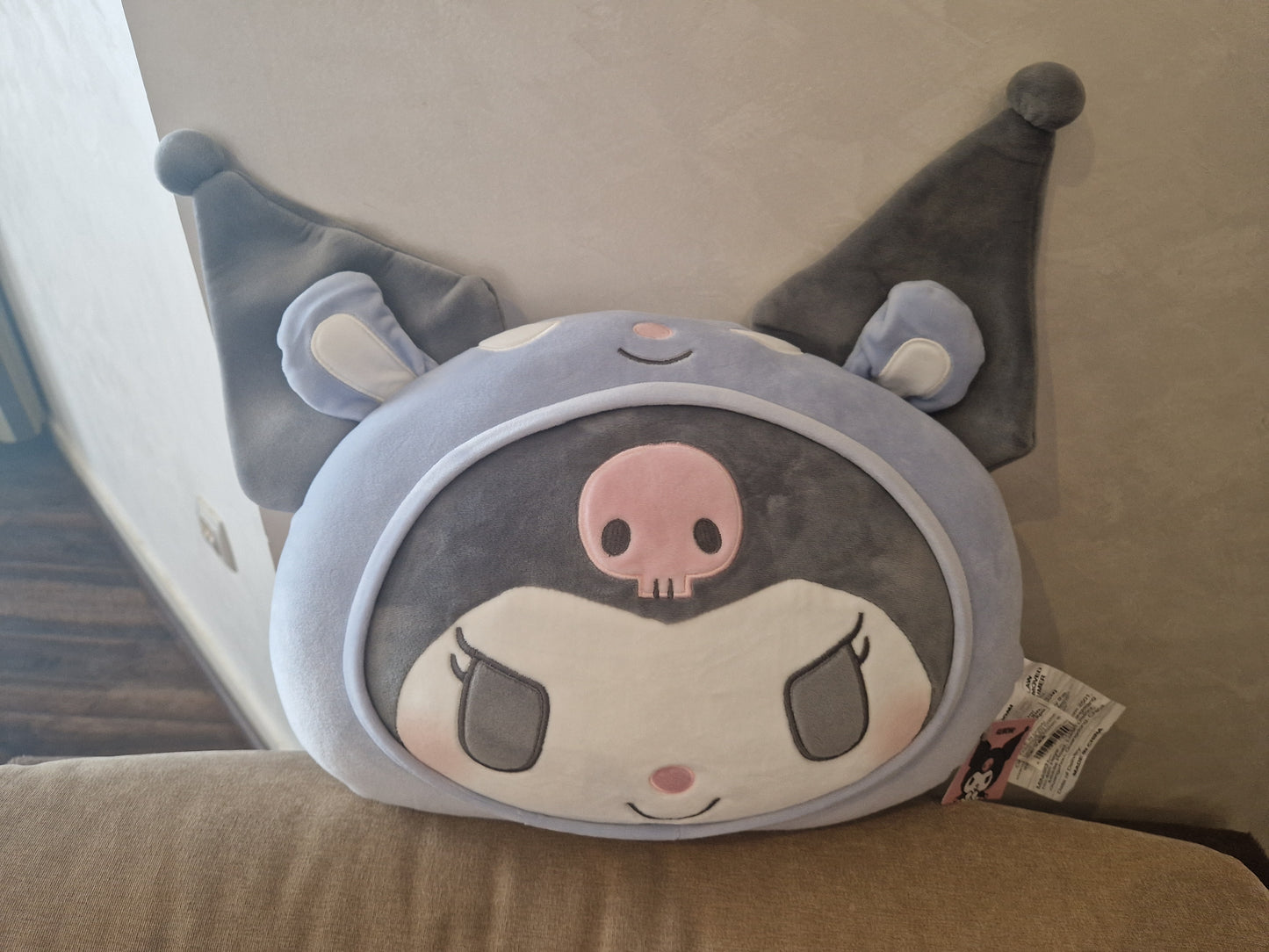 Kuromi Kopf Sanrio flauschiges Kopfkissen