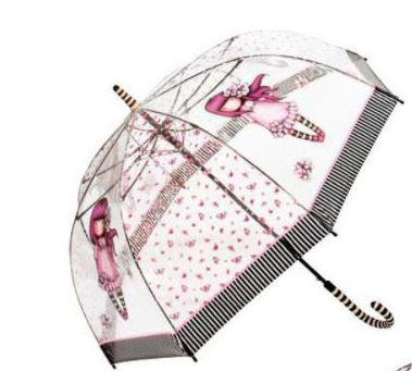 GORJUSS - Przezroczysty parasol - Cherry Blossom (BLACK) - Santoro London